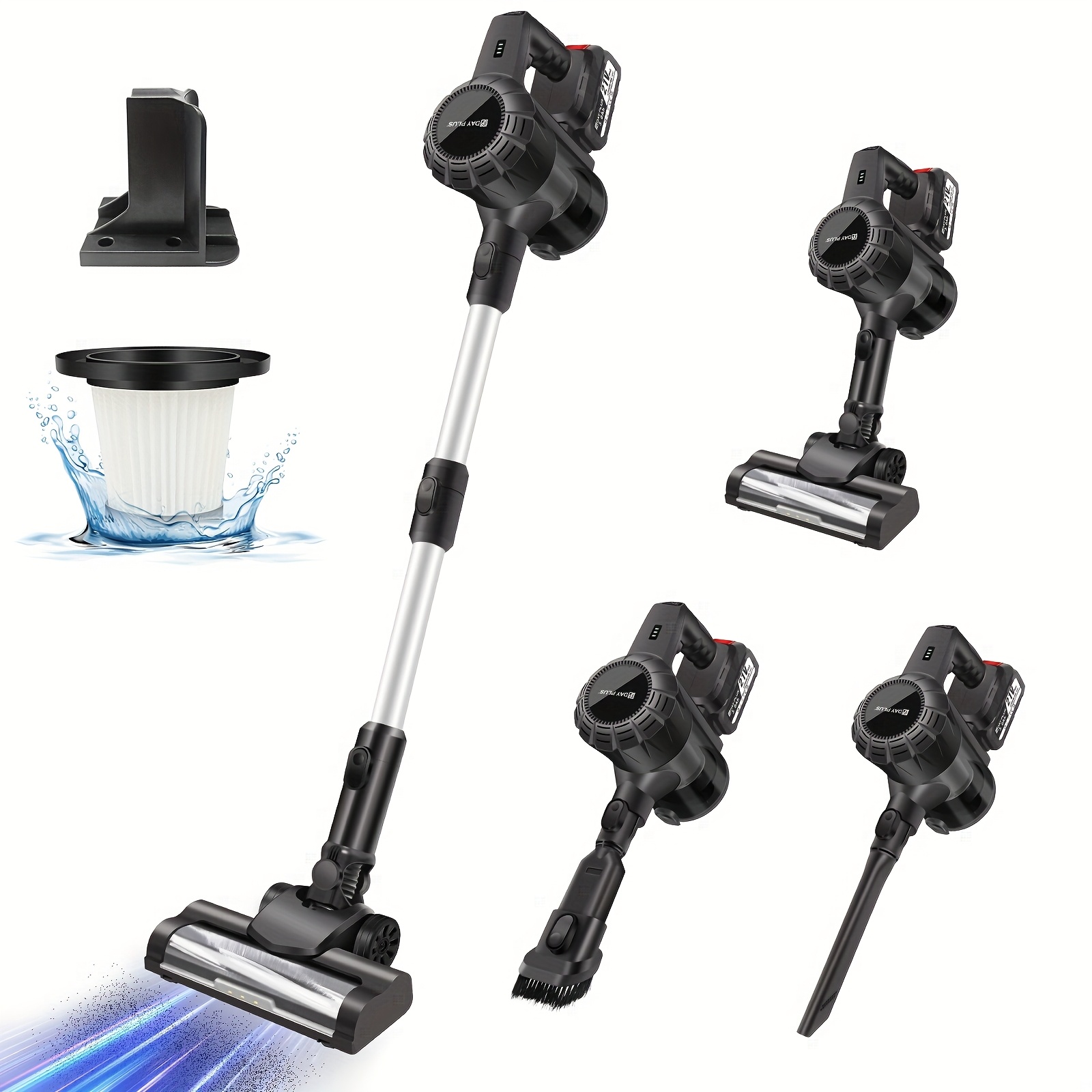 6 IN 1 Cordless Vacuum Cleaner Pet Hair Upright Lightweight Handheld Stick Vacuum Strong Suction + 3000Mah Battery For Halloween, Christmas Auto Car Home Work Gift