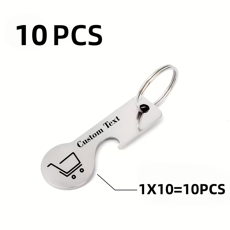 TEMU Porte-clés de voiture personnalisé 1/10, porte-clés multifonctionnel en acier inoxydable épais pour chariot de courses/s'ouvre-bouteilles -