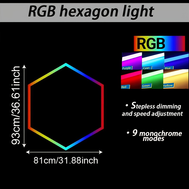 Rgb For Garage Lamp Hexagon Light Led 3-hex Rgb Malleable Workshop Ceiling Light Led Lights Dimmable Hexagonal For Garage Light For Garage Basement Gym