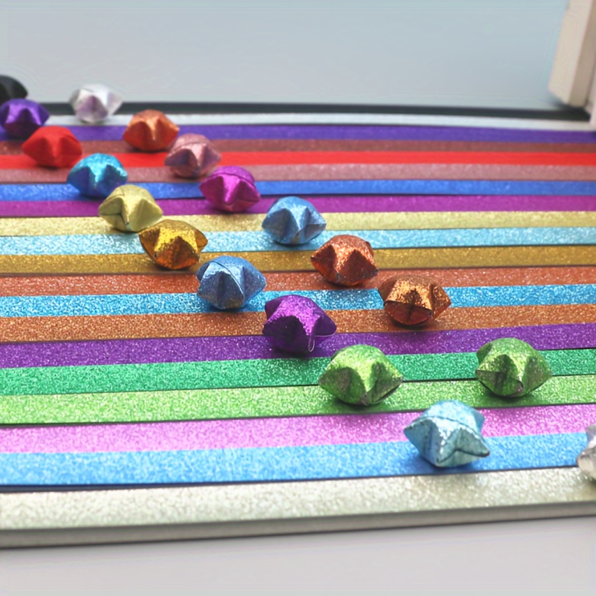 Solid Color Origami, Glitter Diamond Star Strip Handmade Love Heart Paper Strip About 360 Sheets~