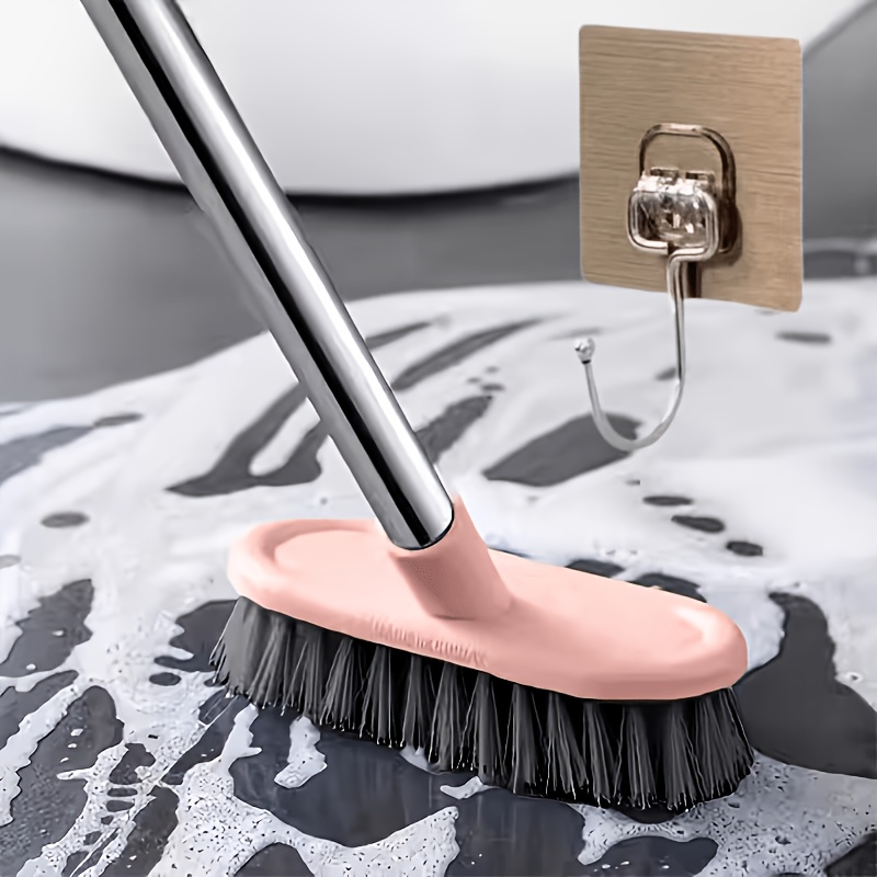 TEMU 1 brosse de toilette à long manche et 1 crochet - Brosse de nettoyage de toilette puissante avec poils rigides pour un nettoyage coin oublié -