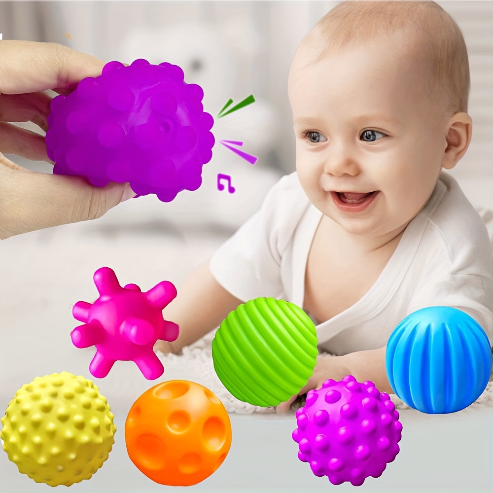  Pelotas sensoriales suaves para bebés para niños, juego de  bolas múltiples texturizadas para bebés y niños pequeños, bloques de  construcción para bebés, bolas sensoriales para bebés, juguetes de baño  para bebés