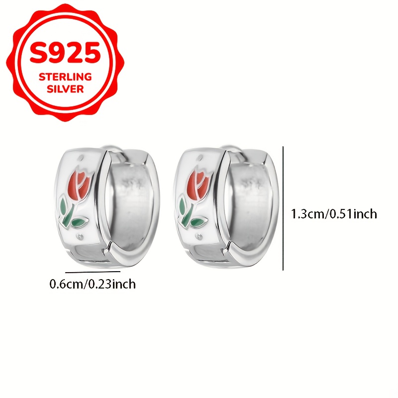 925 Silver Low-Allergy Pink Tulip Ear Studs, Gift for Mother's Day
