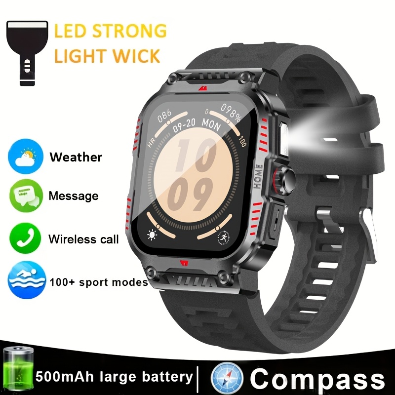 ساعة رياضية ذكية مع بطارية 500 مللي أمبير، أكثر من 100 وضع رياضي، تحديثات الطقس اللاسلكي 5.3 بوصة، شاشة OLED عالية الدقة 5.33 سم، تصميم سبيكة زنك ورباط مريح – مثالية لعشاق اللياقة البدنية والمغامرات الخارجية، هدايا هالوين وعيد الشكر وكريسماس، ساعة ذكية للهواتف الأندرويد