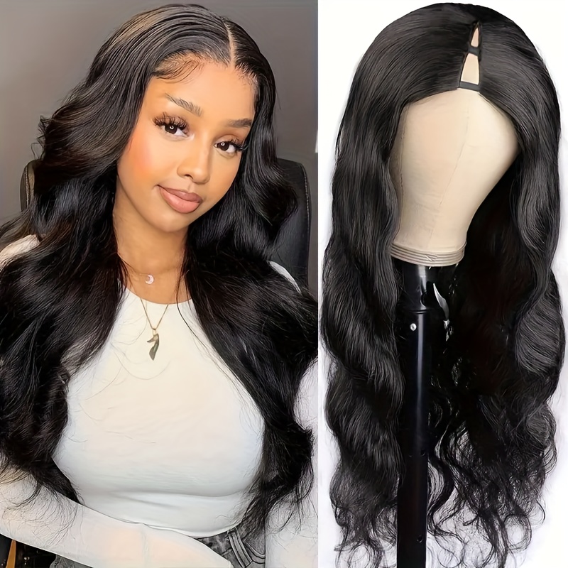 200 Density Glueless Clip-in Half Wig Human Hair V-shaped Front Lace Wigs For Women - Clip- Wig With , No Leave Out & , Application For (no Glue Needed)