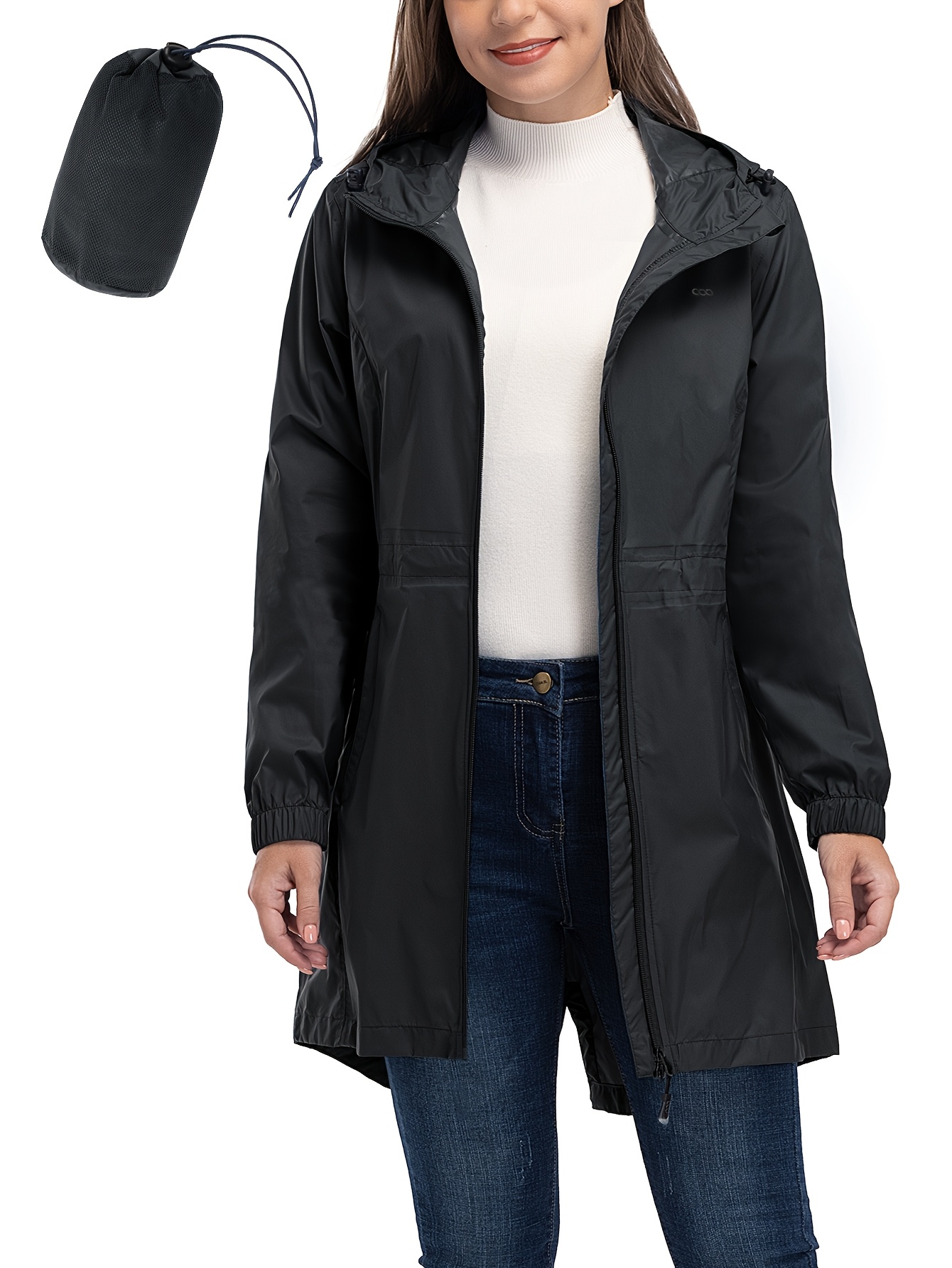 Waterproof Jacket Next Womens Summer Jackets 33 Women's High Quality Long  Rain Coat Packable Hooded Temu