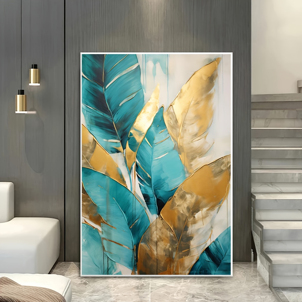 

Modern Abstract Leaf Canvas Wall Art Print, Frameless 31.49x47.24 Inch, Elegant Decor For Living Room And Bedroom - 1 Piece