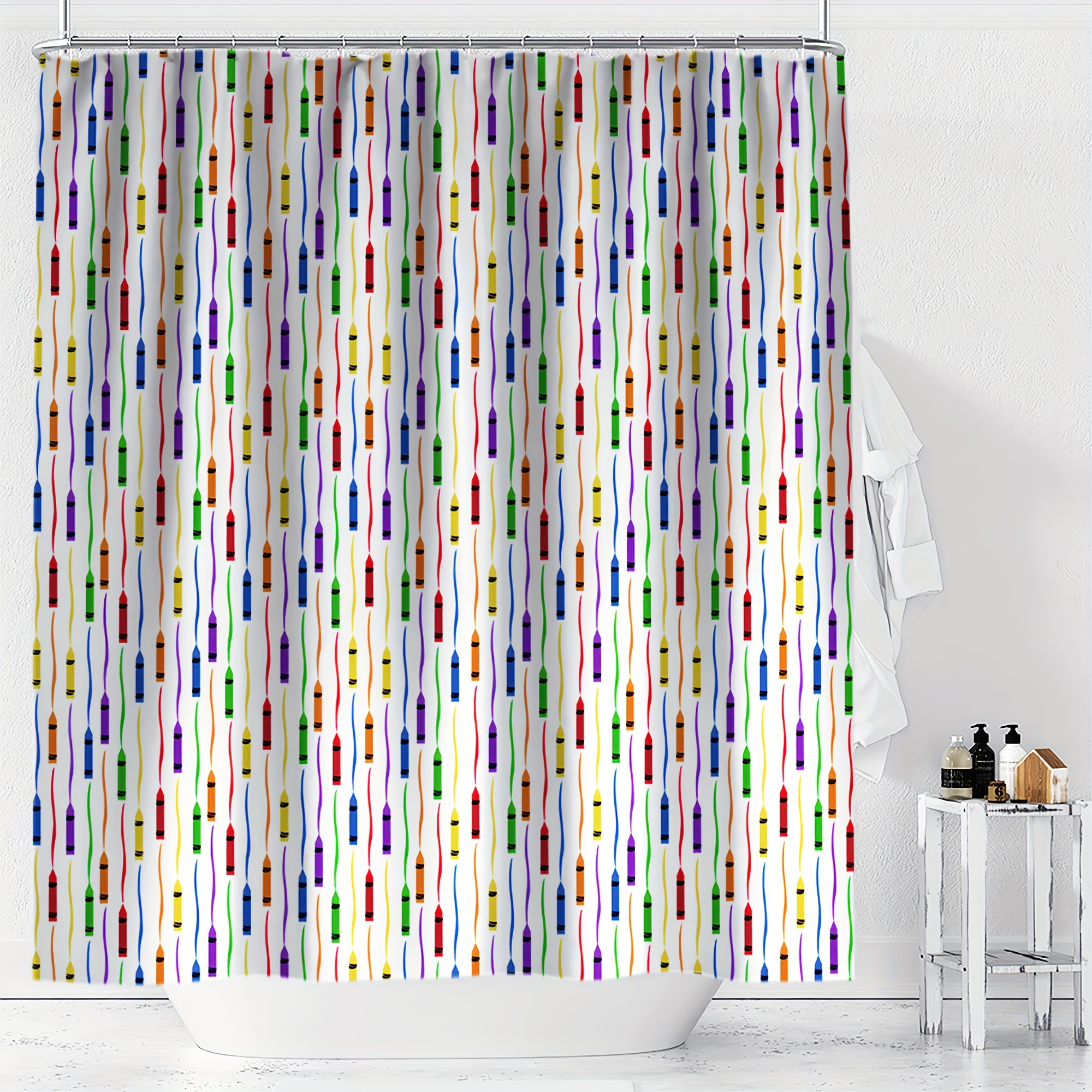 

Ywjhui's Vibrant Wax Crayon Pattern Shower Curtain: 180cm/70.87in X 180cm/70.87in, Waterproof, Machine Washable, Artistic Design, Knitted Fabric, Suitable For All Seasons