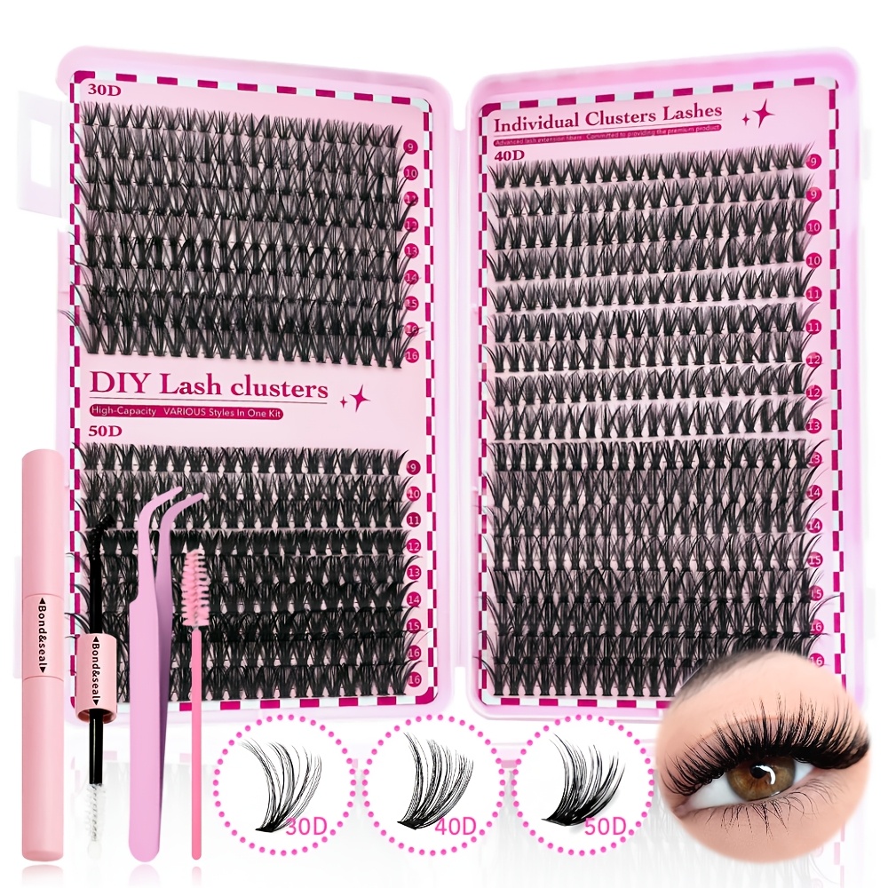 

Diy Eyelash Extension Kit - 680pcs D Lashes With Applicator Tool & Seal, Tweezers, Lash Brush And Mixed Length (10-16mm) - Hypoallergenic, , Travel & Home Set (30d/40d/50d Mix)