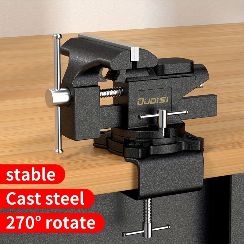 

3.5-inch Vise - Portable, Adjustable, High Carbon Steel Workholder With 270° Locking Base, Anti-slip, Clamp Closure, , For , Jewelers, Diy Repairs, Industrial Tools