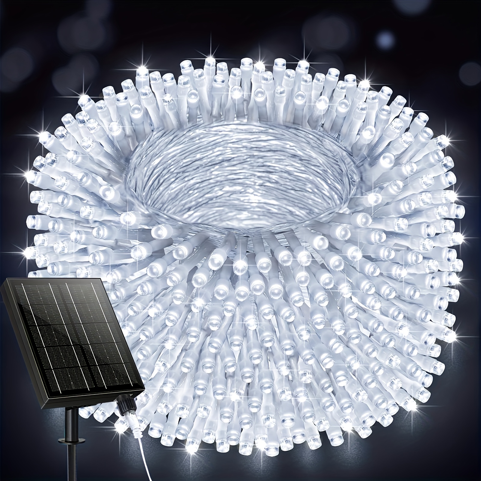 TEMU 2 pezzi/Lampioni Solari da Esterno 120 LED 49Ft 1200MA Extra Catena Luminosa Dimmerabile con 8 Modalit� di Illuminazione con Catena Luminosa da