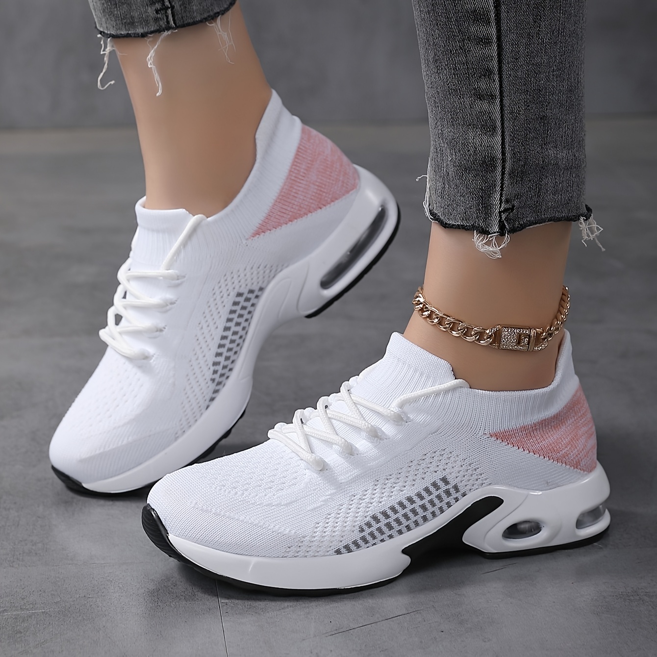 TEMU Zapatillas de correr para carretera para mujer, zapatillas deportivas para mujer, zapatos casuales, zapatos de malla con cordones cómodos para