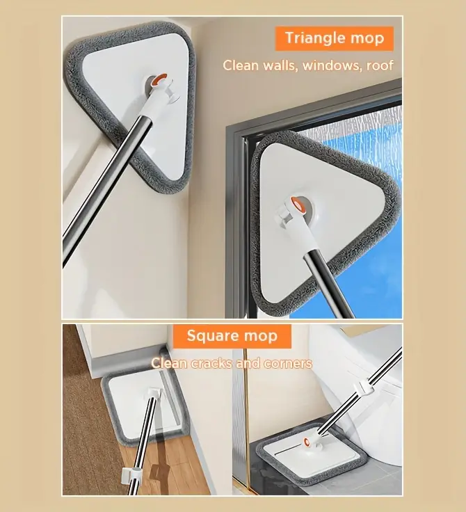 spin mop and bucket set flat floor cleaning system with self cleaning wringing technology dual water chamber suitable for living room bedroom bathroom kitchen non electric includes 6 reusable pads for hardwood tile marble floors details 1