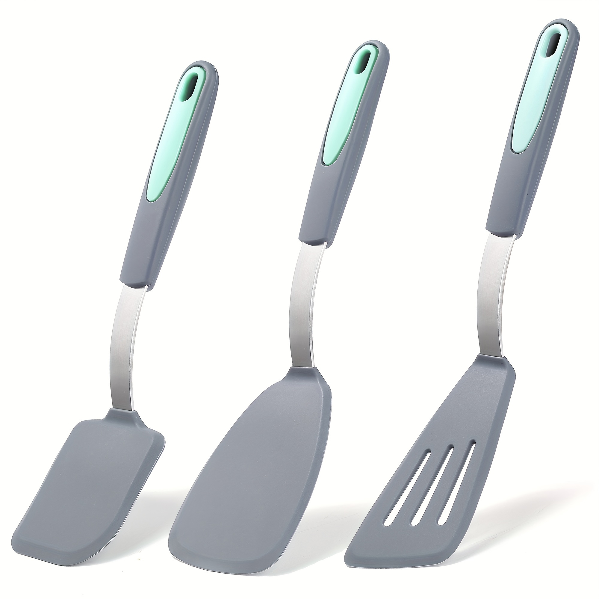 

3 Pieces Silicone Spatula Set, Heat Resistant Flexible Turner Spatulas, Nonstick Cookie Spatula, Fish Spatula, Bpa Free & Dishwasher Safe, Light Grey