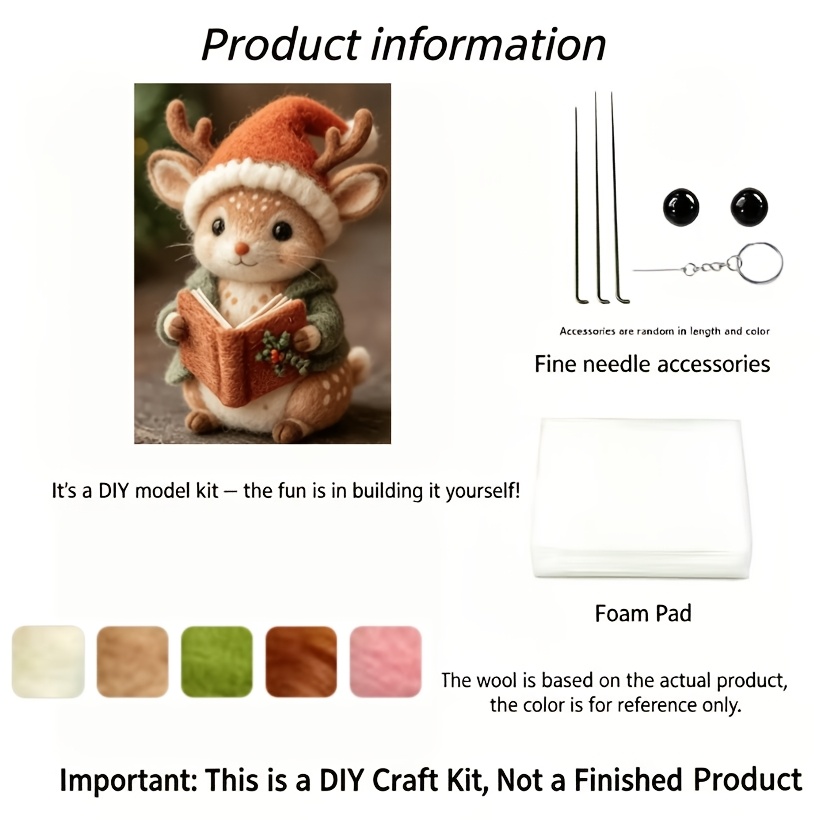 TEMU Christmas Material Pack Birthday Holiday Gift Handmade Wool Felt Keychain Kit Embroidery Beginner Gift Jewelry Pendant Material Pack