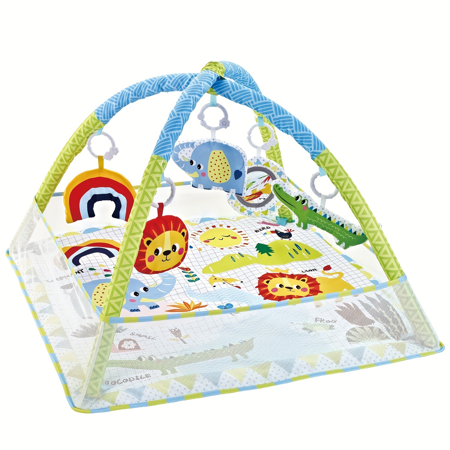 infant activity center play gym with multifunctional fence cloth mat with jungle animal theme soft hanging toys educational playmat for newborn to 3 years   ideal gift for christmas halloween birthdays details 0