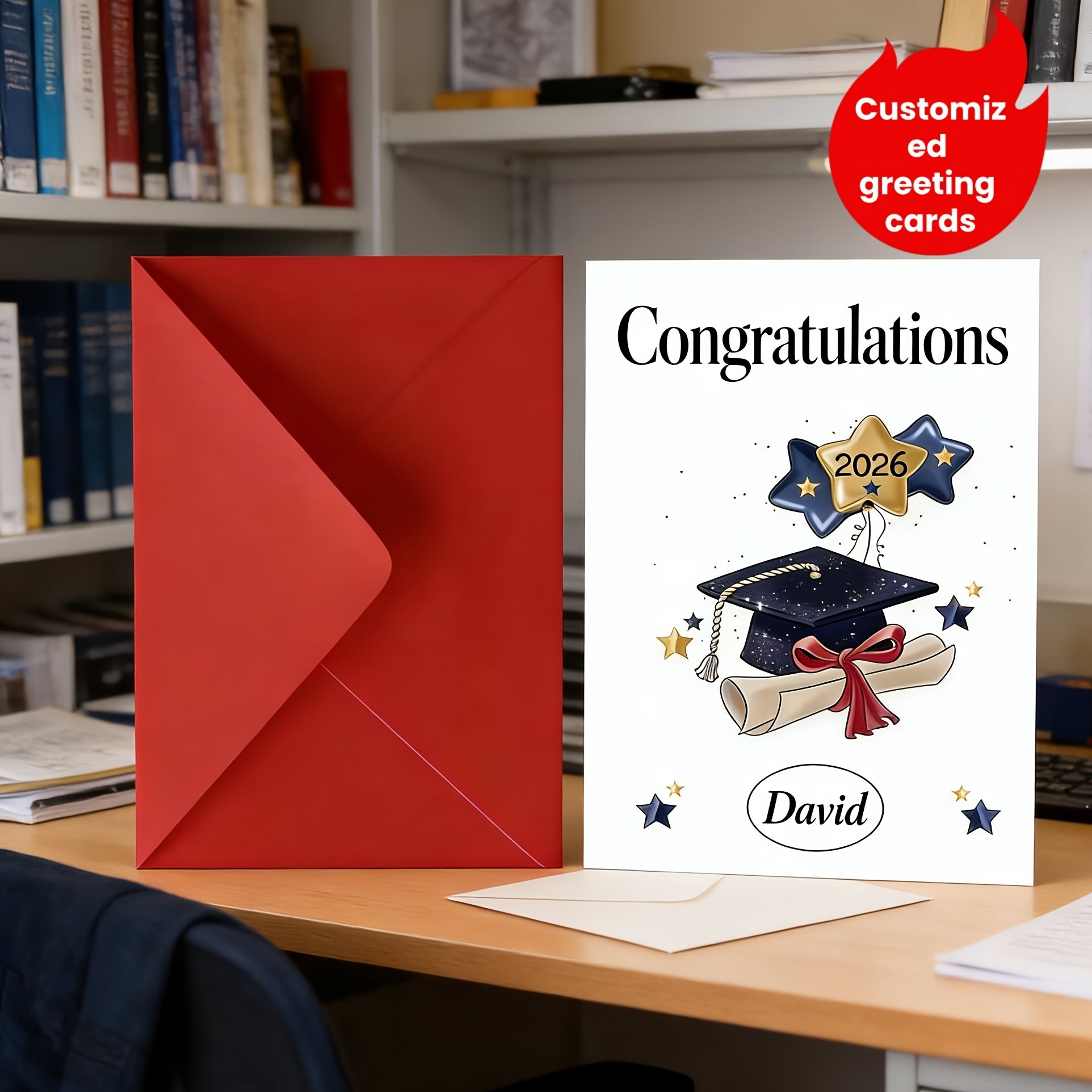TEMU Personalized Customized Name And Graduation Year "congratulations" Graduation Card With Red Envelope - A Graduation Gift Designed For , Suitable