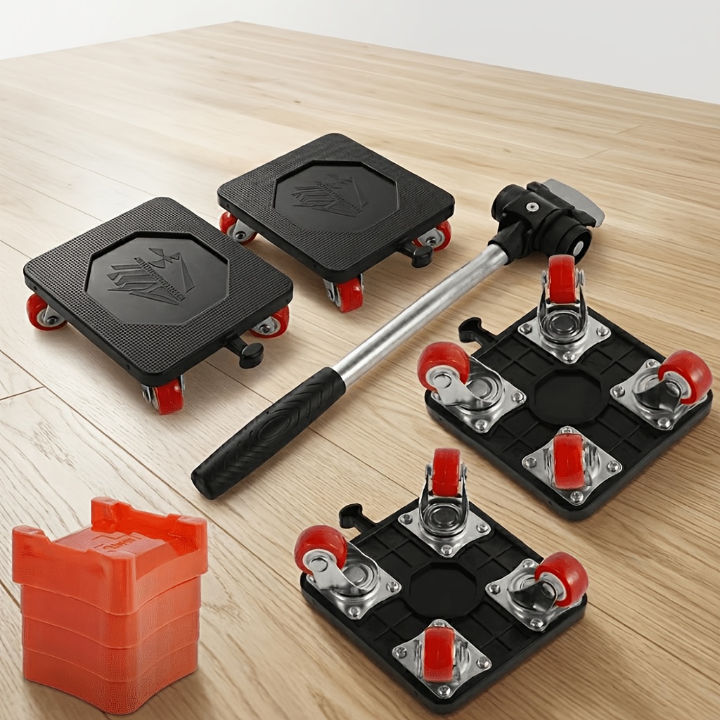 9pcs Furniture Dolly And Lifter Kit, Universal Swivel Caster Wheels For Sofa Refrigerator, Home Moving Roller Sliders With Height Adjusters