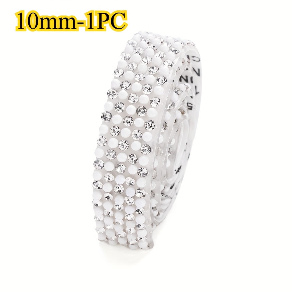 TEMU 10/13/18/20mm Self-adhesive Rhinestone Strip Glass Ribbon Sticker Rhinestone Tape Wedding Clothing Home Event Car Phone Wedding Clothing Home