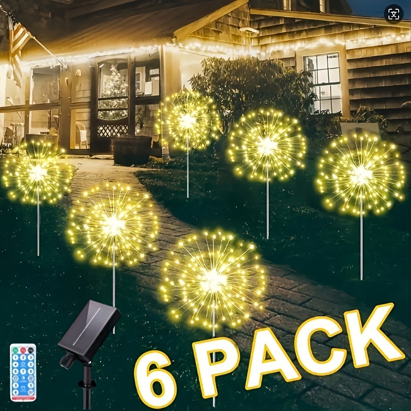 

Timed, Diy, 540led, 6-piece Set, Adjustable 8 , Solar Powered Fireworks Fairy Light, Suitable For Garden, , Party, Wedding, Festival, Celebration, Dinner Decoration, Warm White Decorative Light