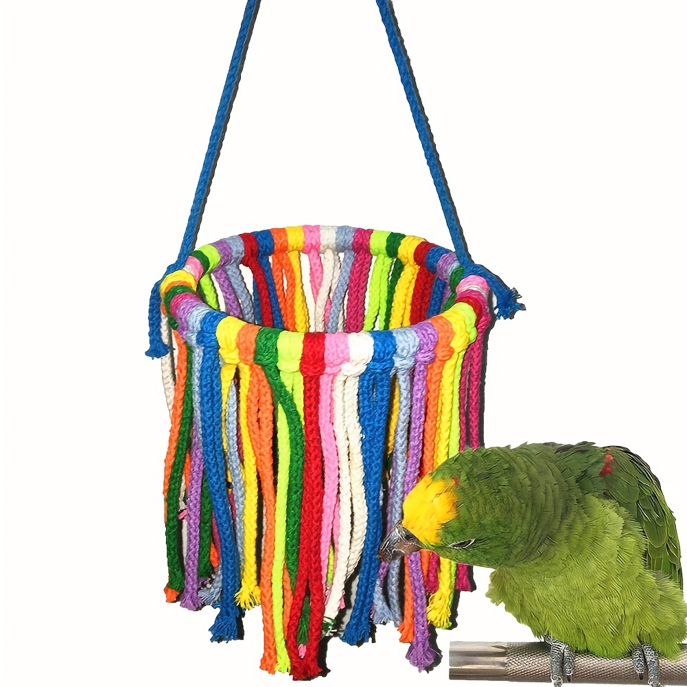 

Bird Colorful Cotton Rope, Parrot Swings Conure Rope Rings, Parrot Chew Climb Biting Toy For Parakeet, Finches, Small Birds, 1pcs, 15.75*6.3in