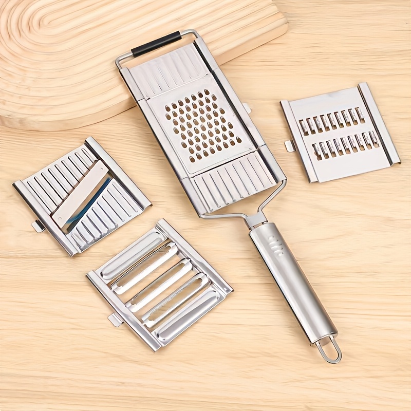 TEMU Multi-functional Vegetable Slicer And Grater, Manual 4-in-1 Stainless Steel Slicer/ With Replaceable For Slicing, Dicing, And Grating, Kitchen