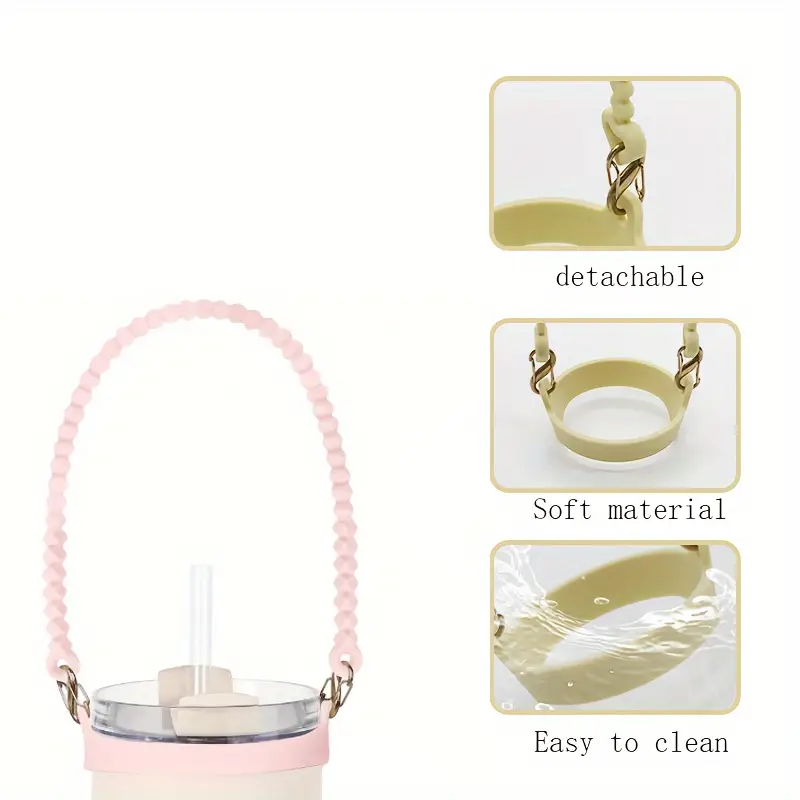 correa de silicona para botella de agua - para botellas de 8-40oz, , ideal para uso y en el gimnasio - rosa y , accesorio de transporte para tazas, correa para botella de agua detalles 2