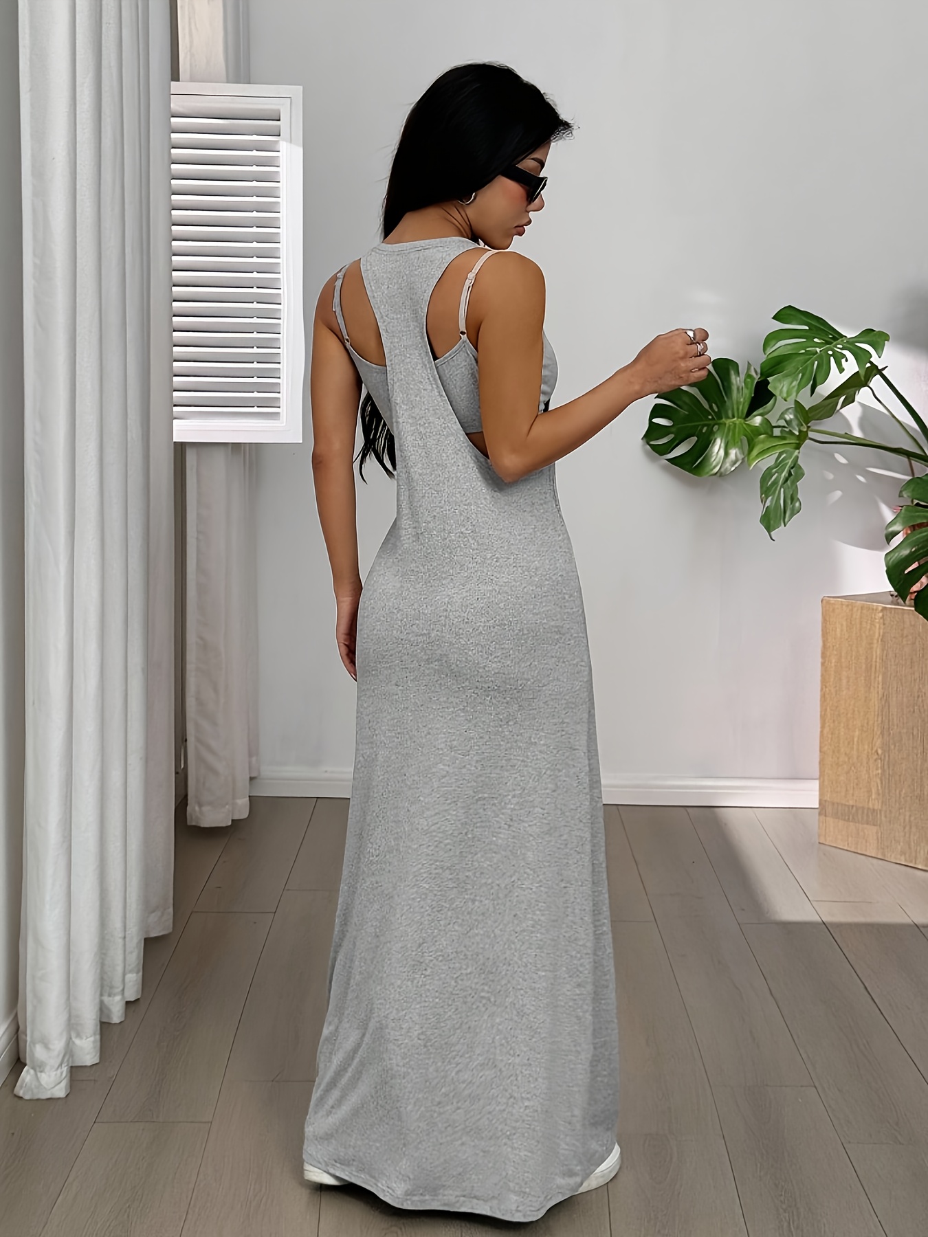   color asymmetrical neckline sleeveless casual dress set is perfect for summer wear Product details 22