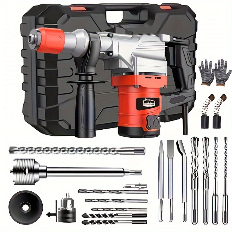 TEMU Electric Hammer, Electric , Electric Drill, Multifunctional, Heavy-duty De Wall Powder, Crushed Mixed Mud, Drill Bit, Heavy-duty Drill. Electric