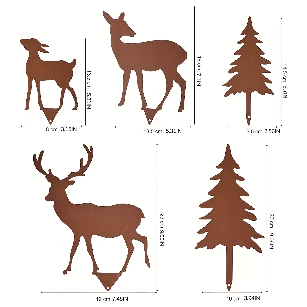 TEMU 5pcs Vintage Metal Christmas Reindeer & Deer Antler Outdoor Garden Decorations Suitable For Xmas Tree Ornaments, Holiday Table Settings - Rustic