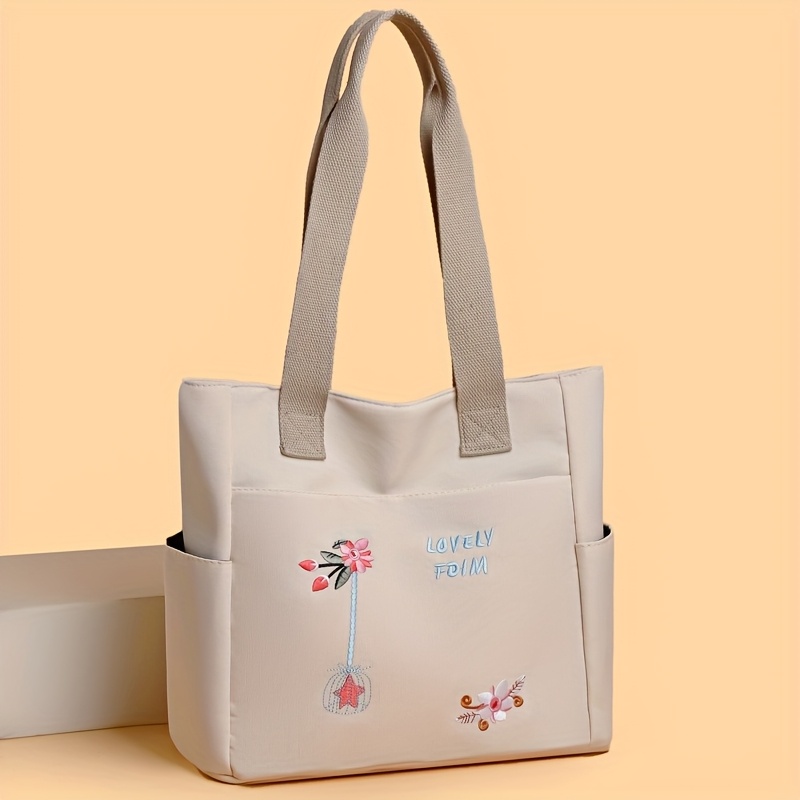 großes damen tasche blumenstickerei leichter oxford stoff Temu