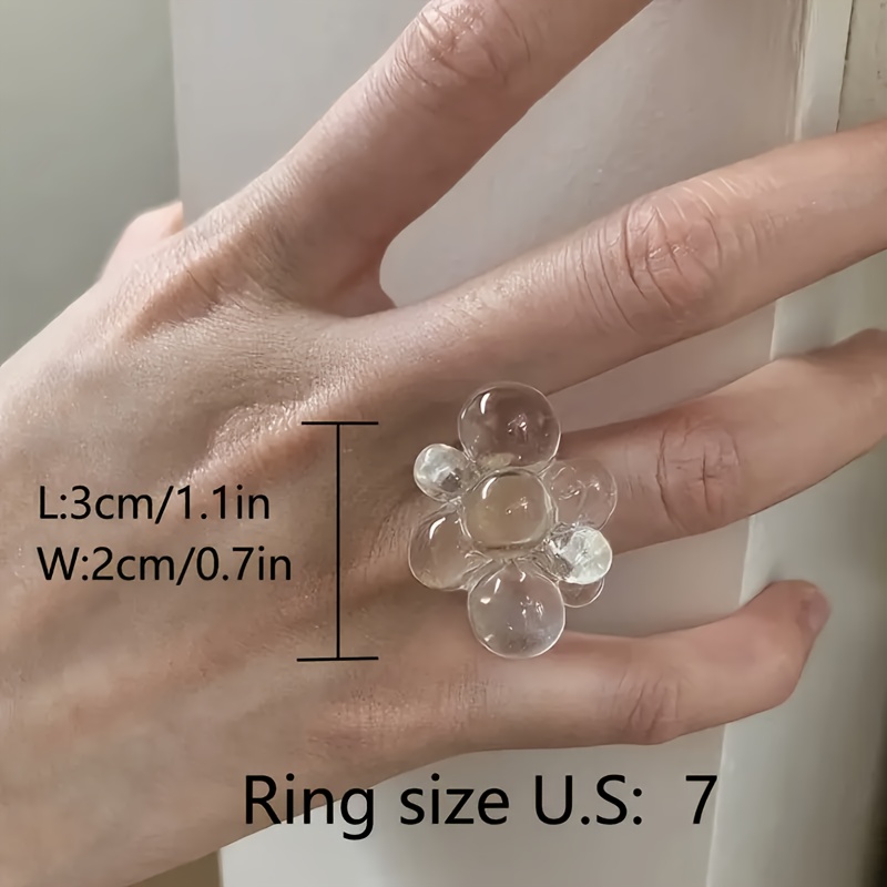 Women's Elegant Transparent Bead Ring, Minimalist Stackable