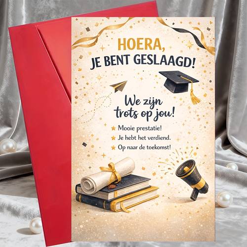 1 greeting card 1 envelopegraduation congratulations card dutch hoera je bent geslaagd of you design for him or her from coworkers university college ceremony giftgreeting card
