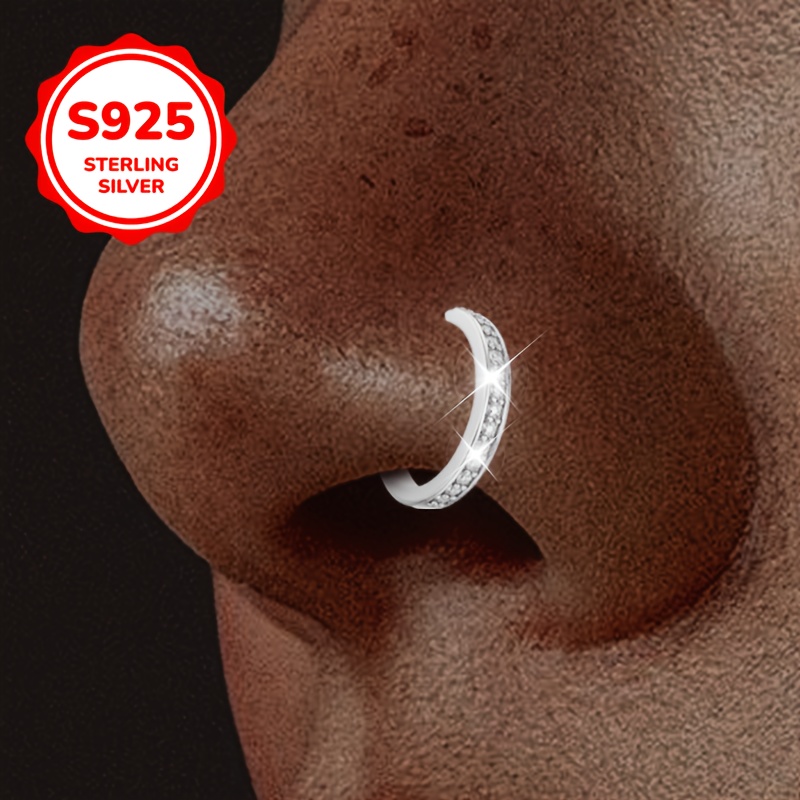 Non-Piercing Nose Stud with Synthetic Cubic Zirconia