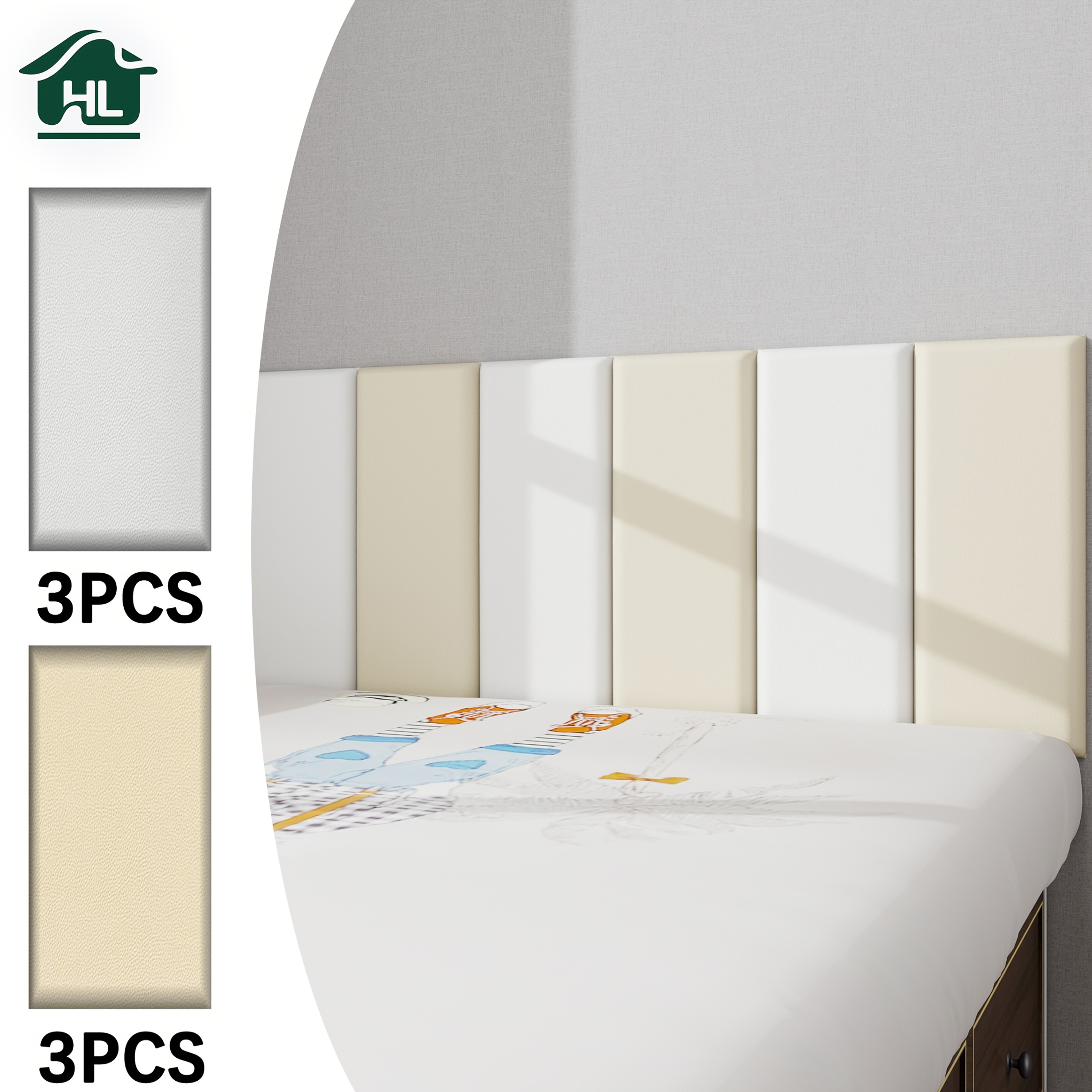 6pcs Monochrome/Color-Block Combination 3D Self-Adhesive Headboard, Faux Leather Surface with a Premium Feel, Inner Vinyl Foam Sponge for Softness and Comfort, No Drilling Required, Peel-and-Stick, Removable, Waterproof, Easy to Clean
