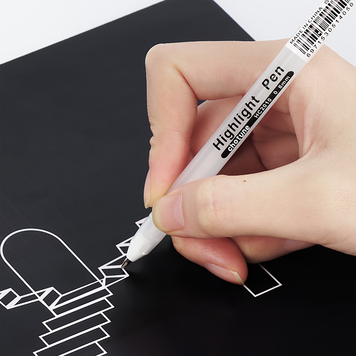 

5pcs White Ink Highlight Gel Pen 0.8mm For Drawing Art Supplies