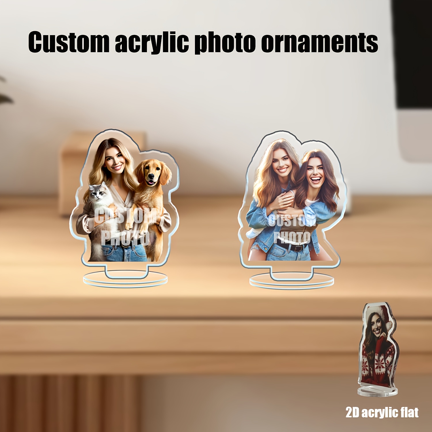 

Customer 1pc/3pcs Customized Acrylic Photo Hanging Decoration, You Can Customize Your , Couples, Photos, Double-sided Effect, Small Gift, Suitable For Desk, Home And Other