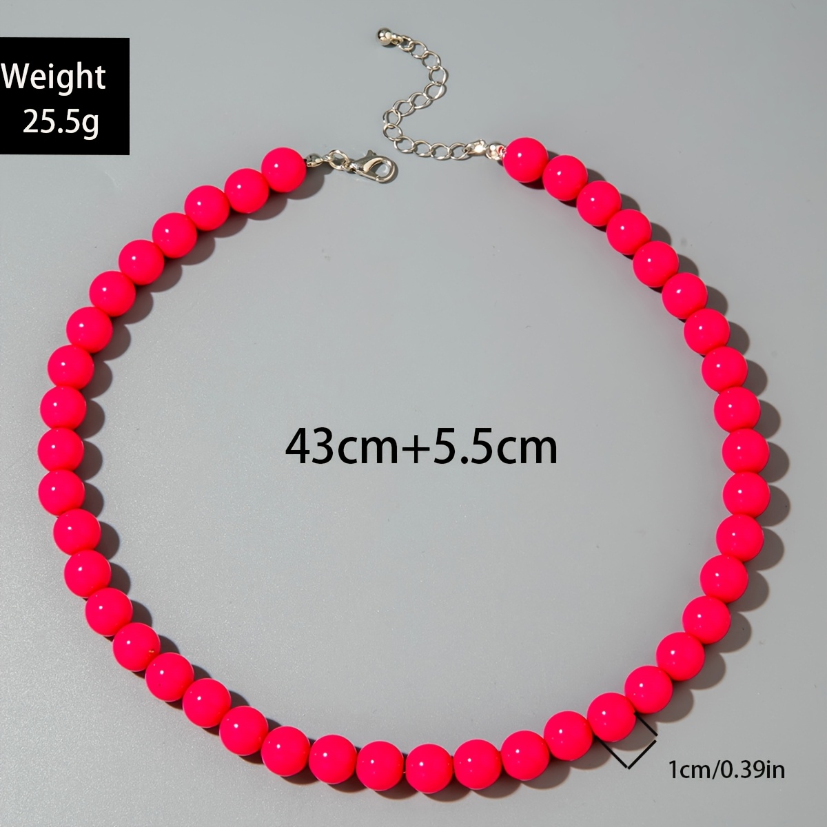 Dopamine-Colored Acrylic Round Beaded Chain Necklace