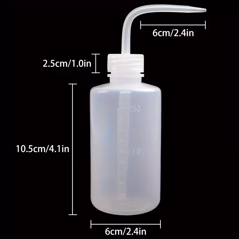 6pcs laboratory wash bottles squeeze type cleaning bottles with curved nozzles transparent 250 ml cleaning bottles soft and flexible laboratory squeeze bottles narrow mouth with clear measurement scales details 0
