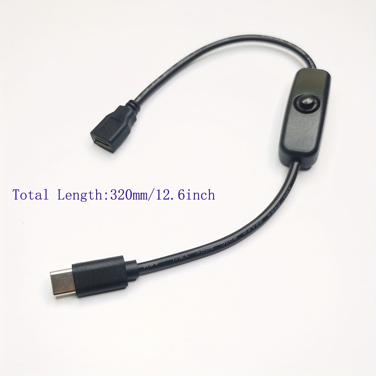 usb type c male to female extension on off switch cable
