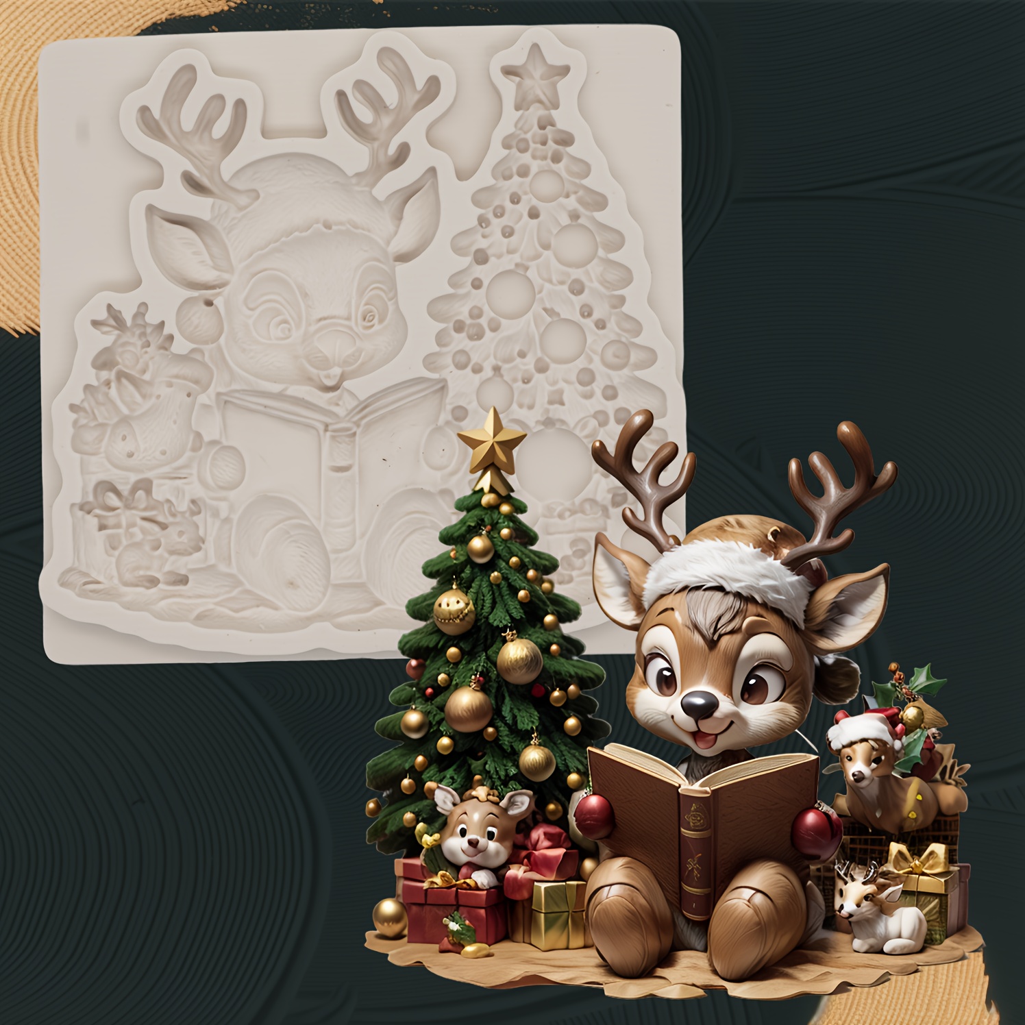 

Christmas Reindeer Silicone Mold For Diy Resin, Epoxy Crafts, Chocolate & Donut Baking - Animal Shaped Cake Making Tool By Embroidery, Cake Soap, Silicone Mold