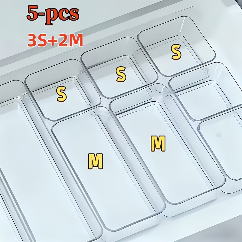 TEMU 5pcs Acrylic Cosmetic Storage Set For Household Organization And Storage Includes Drawer Dividers And Countertop Organizers Ideal For Bathroom