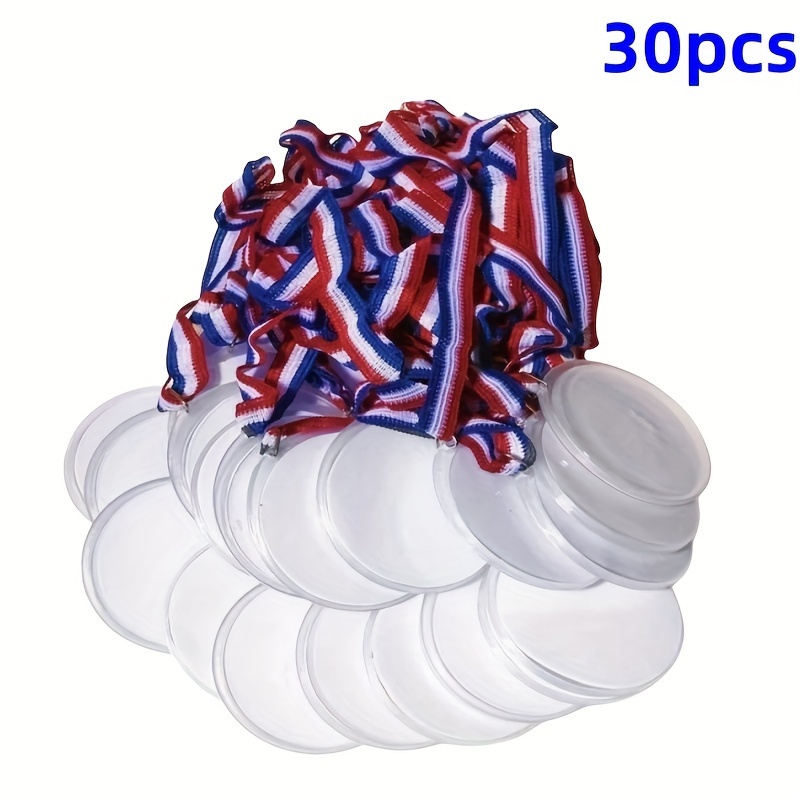 

30pcs Blank Award Medals With Lanyards Set, Pe (polyethylene) Material, No Odor, Versatile Use For Competitions, Parties, And Events