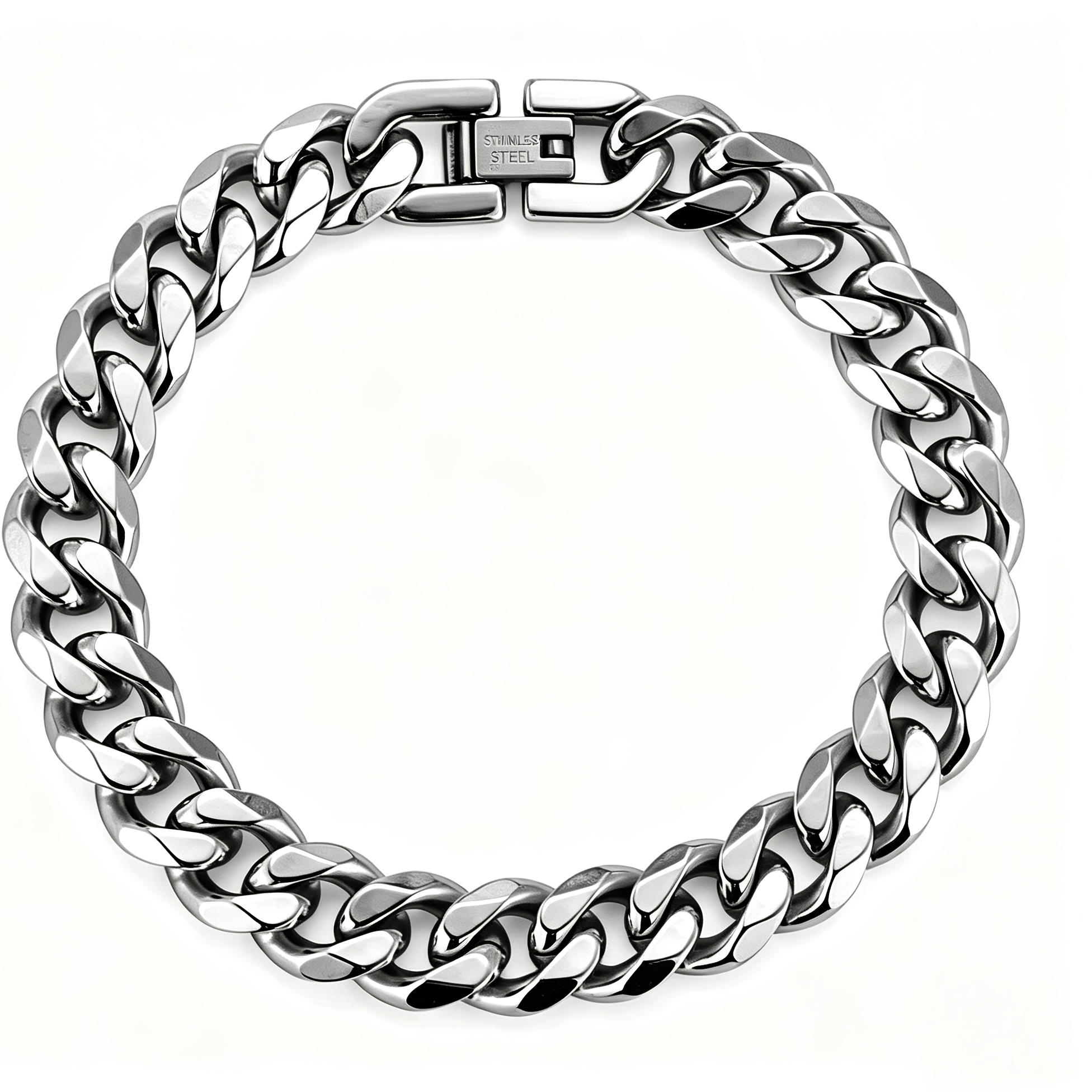 Image of 1pc Width 9/11mm 316l Stainless Steel Cuban Chain Bracelet For Men Fashion Hip Hop Male Accessories Boyfriend Gift