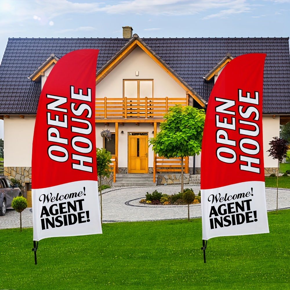 

Flag For Real Estate Agents, Signs With Pole Kit/ground Stake, Windless Open Banner For Business/advertising/ Events (red)