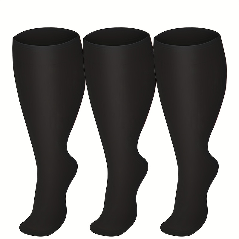 TEMU 3 Packs Wide Calf Compression Socks For Women Men Knee 2xl-4xl For Gifts