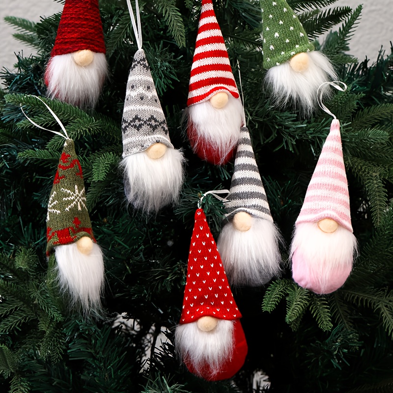 3pcs classic christmas ornaments red white gray green pink faceless pendants no power required suitable for holiday   christmas tree accessories room aesthetics bedroom enhancement home decor festive decoration