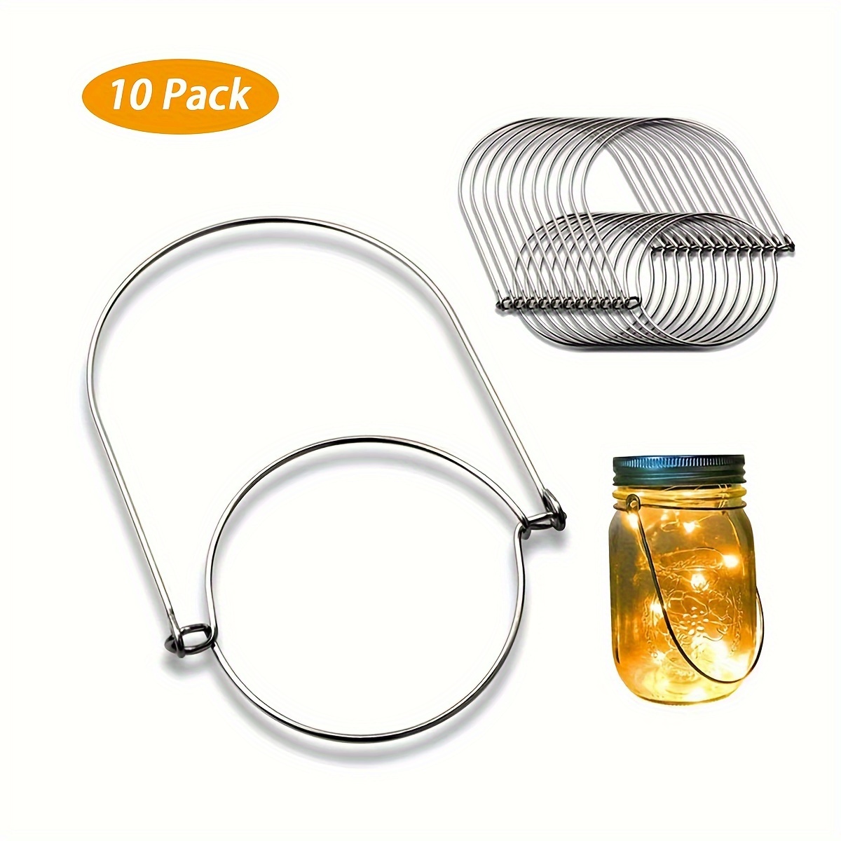 

10pcs Stainless Steel Mason Jar Handles - Versatile 2.75" Wire Handles For Glass Bottles, Perfect For Weddings, Parties & Home Decor