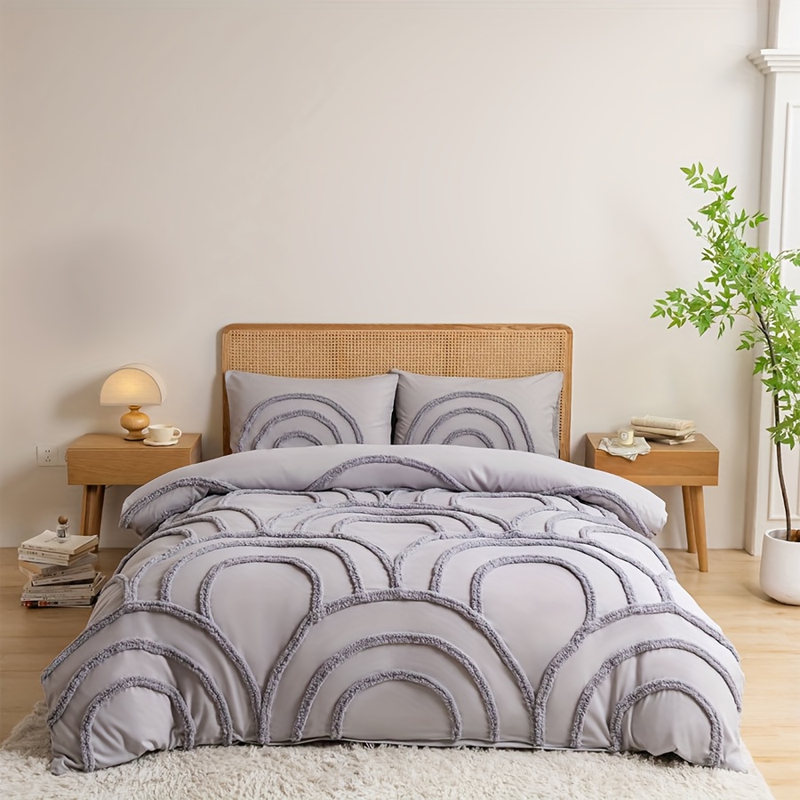 2pcs/3pcs Tufted Nordic Bohemian Style Bedding, Modern Minimalist Soft and Comfortable Bedding, Duvet Cover Set with Zipper (Includes 1 Duvet Cover and 1 Pillowcase/2 Pillowcases). Available in Multiple Colors and Sizes, a Suitable Gift for Family