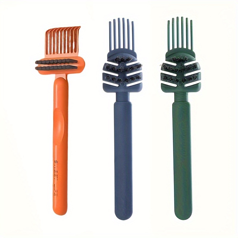 Dual-Function Portable Hairbrush Cleaner with Ergonomic Handle, Reusable Air Cushion Brush Gap Tool, 2 or 3-Pack in Multiple Colors